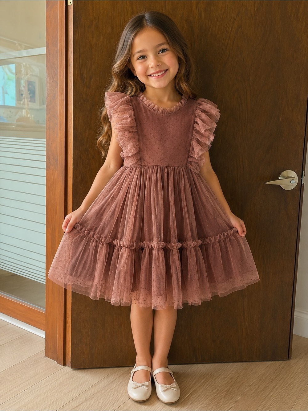 paper doll Dusty Rose Ruffle Tulle Dress size 6x